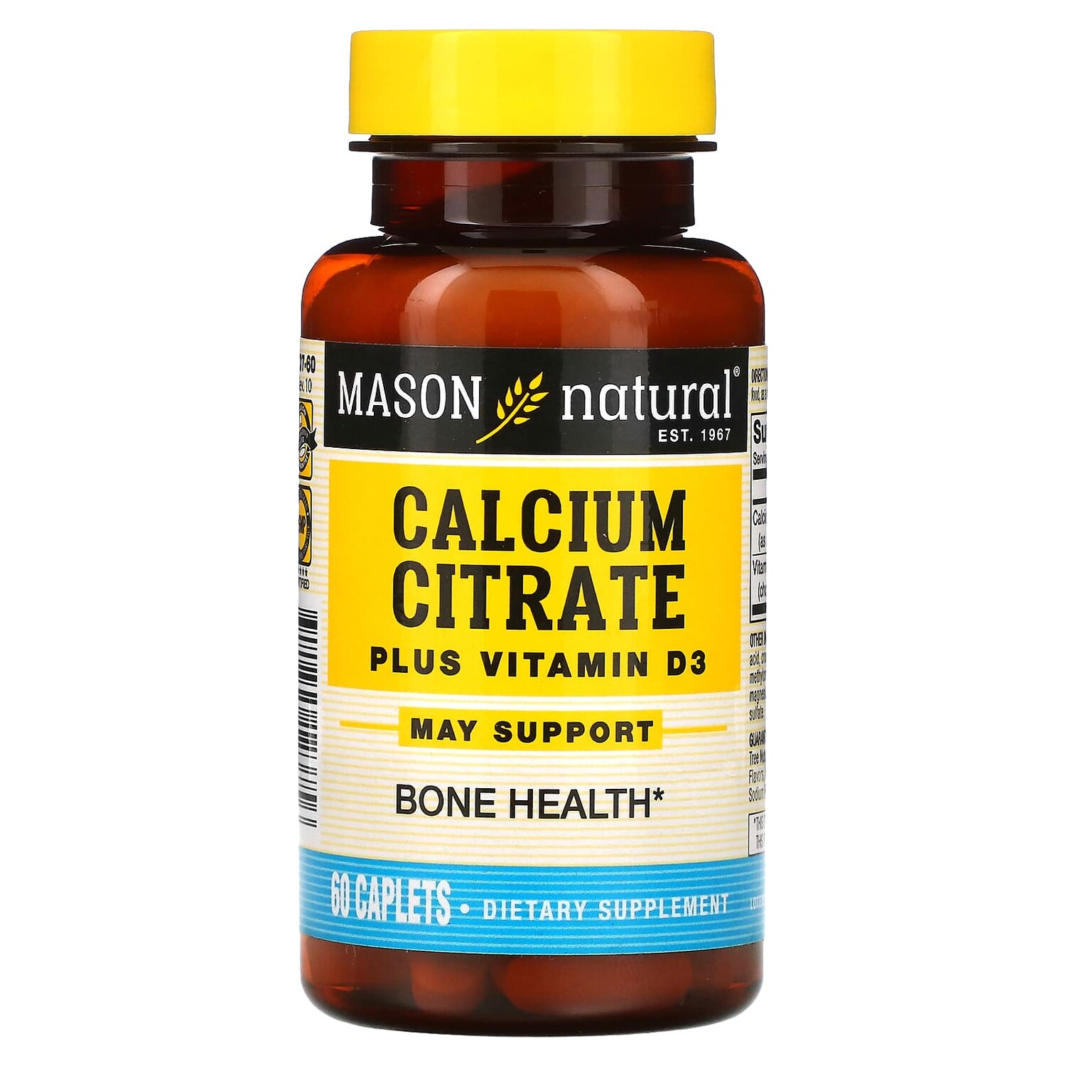 

Цитрат кальция с витамином D3, 60 капсуловидных таблеток, Mason Natural
