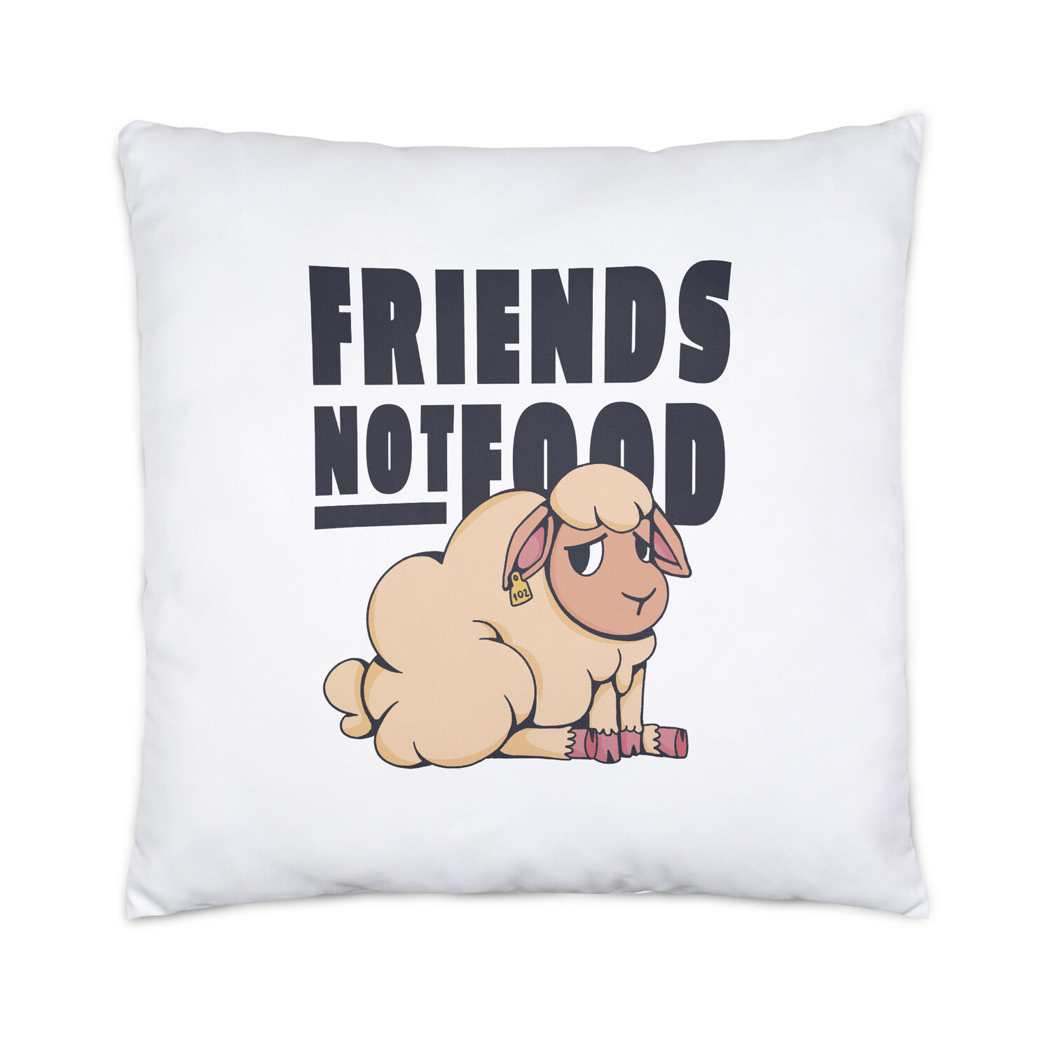 

Подушка Friends Not Food, вкл. Начинка для веганского вегетарианского подарка. Растительная пища для защиты животных. Сладкая овца.