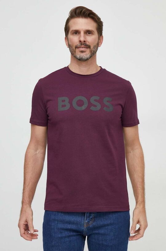 

Хлопковая футболка CASUAL Boss Orange, фиолетовый
