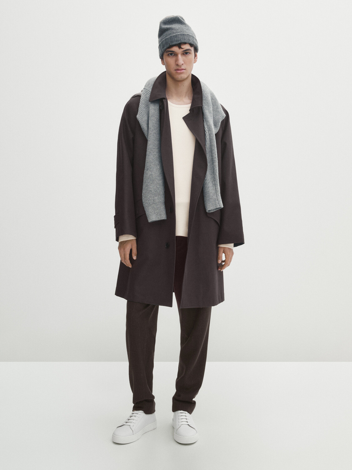 

Трикотажный комфортный свитер с круглым вырезом Massimo Dutti, кремовый, Бежевый