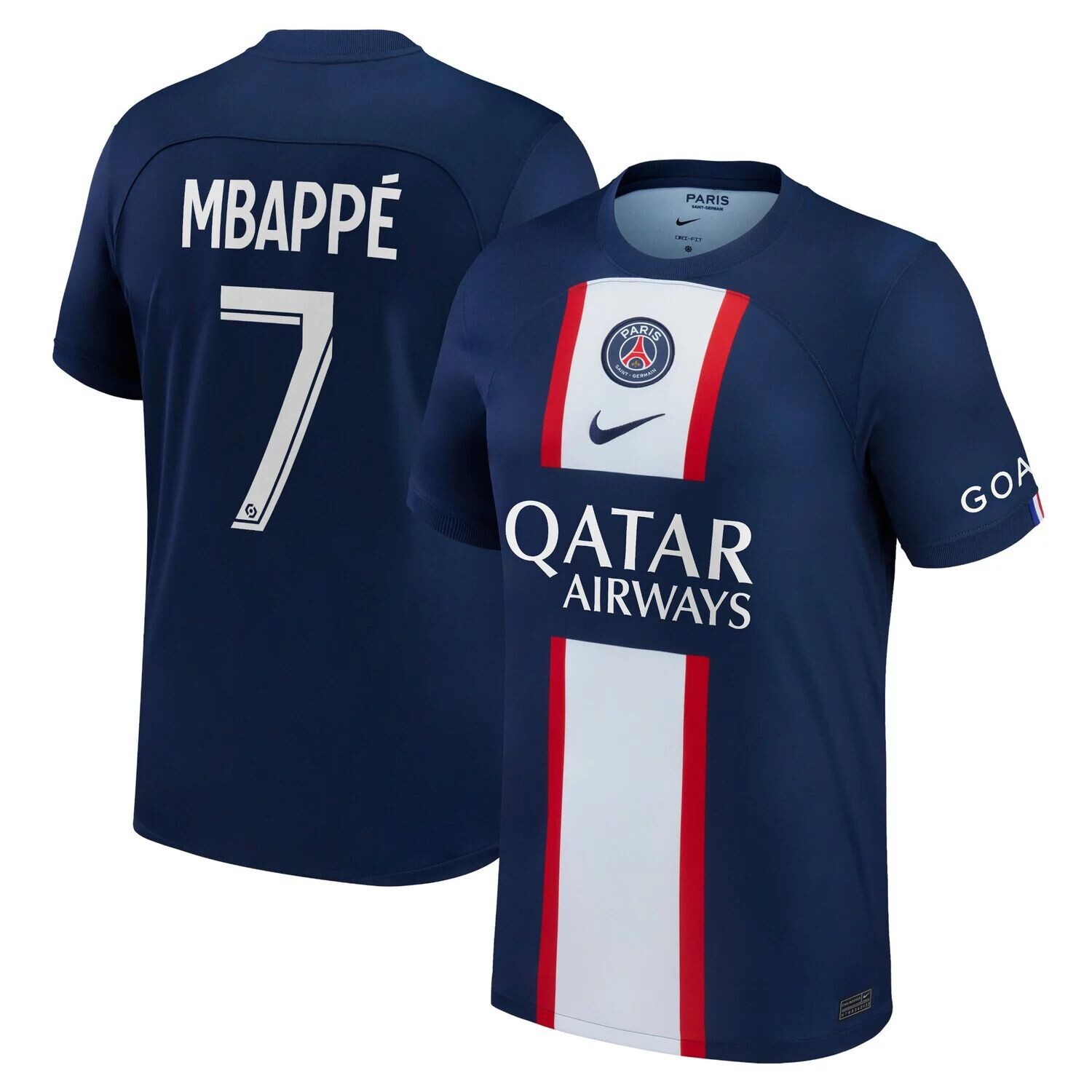 

Мужская синяя футболка Kylian Mbappé Paris Saint-Germain 2022/23 Home Replica Player Jersey Nike, Синий