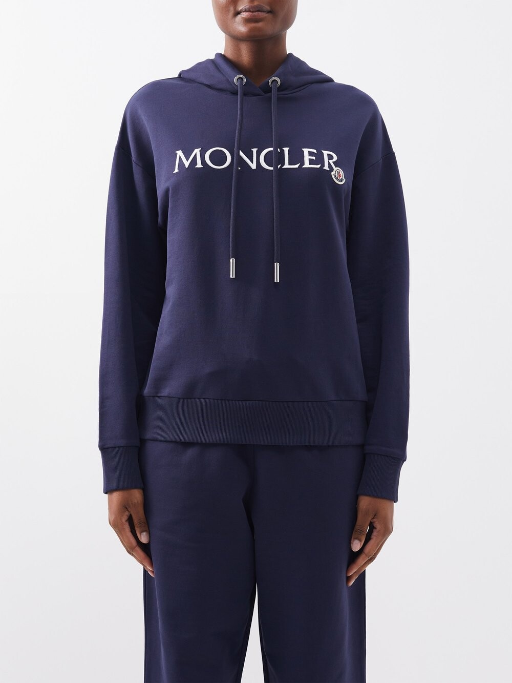 

Толстовка из хлопкового джерси с вышитым логотипом Moncler, синий