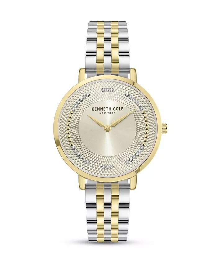 

Женская классическая двухцветная желтая нержавеющая сталь 34 мм Kenneth Cole New York, коричневый