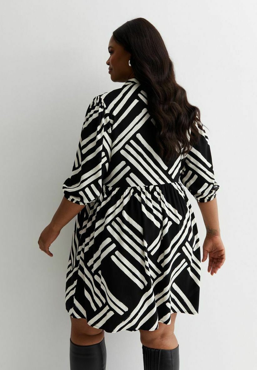 Платье-рубашка Curves Black Line Print 1/2 Sleeve New Look Curves, цвет blue pattern