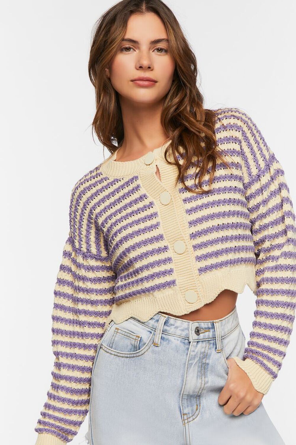 

Полосатый кардиган крючком Forever 21, хаки