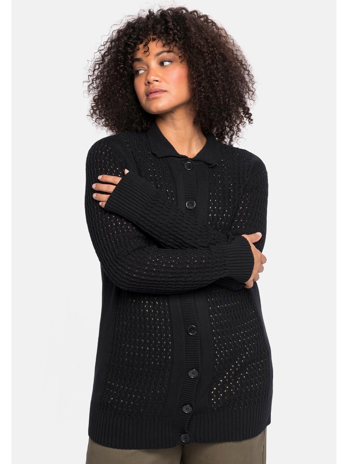

Кардиган sheego Strickjacke, черный