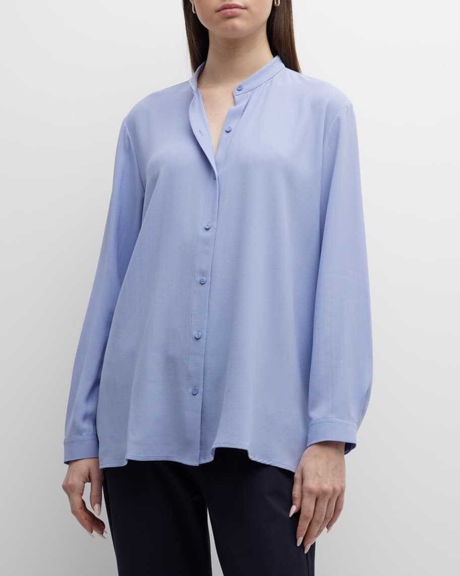 

Рубашка с воротником-стойкой на пуговицах Eileen Fisher