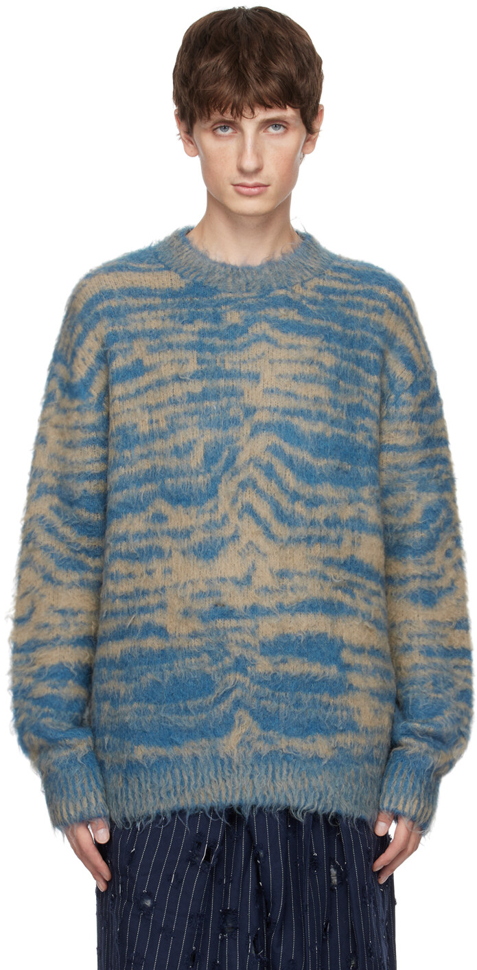 

Сине-бежевый жаккардовый свитер Acne Studios