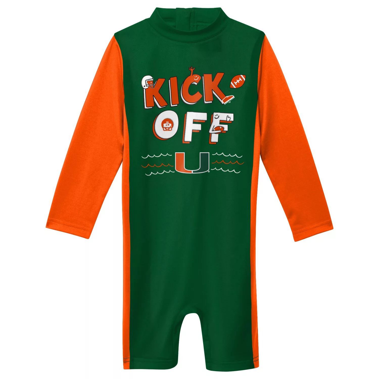 

Гидрокостюм Miami Hurricanes Wave Runner Outerstuff, зеленый/оранжевый