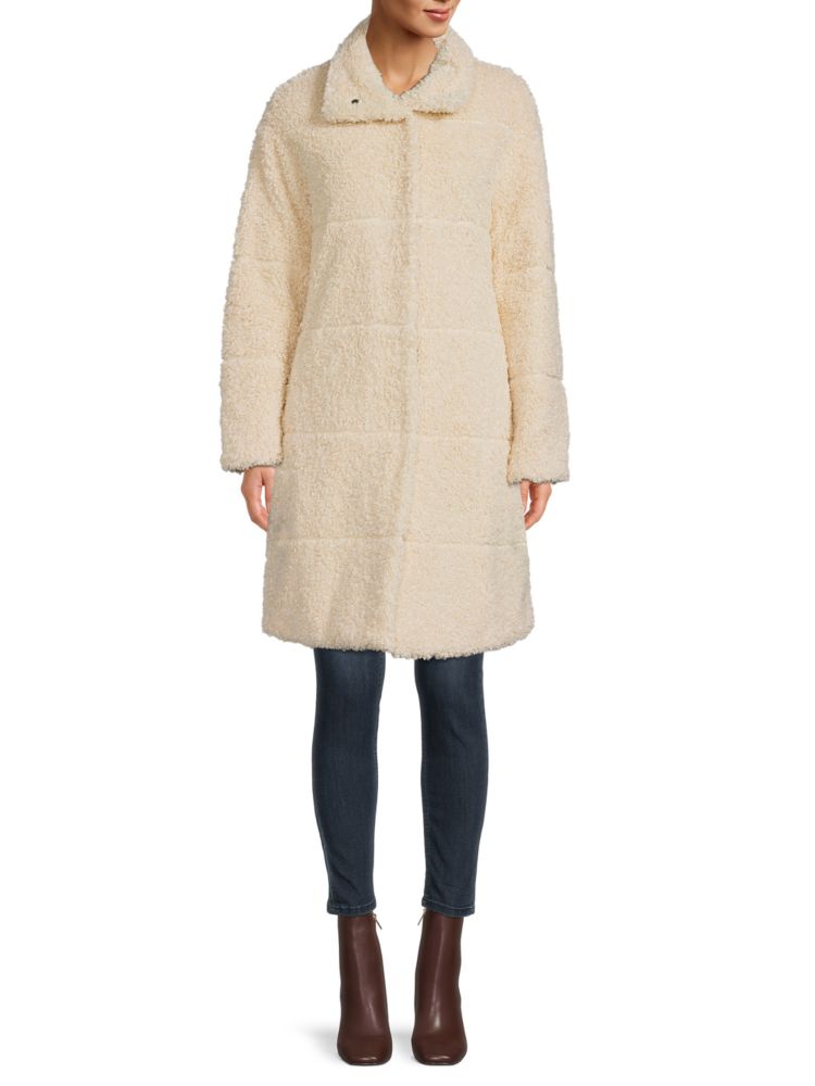 Двустороннее стеганое пальто из искусственного меха Donna Karan New York, цвет Cream цена и фото