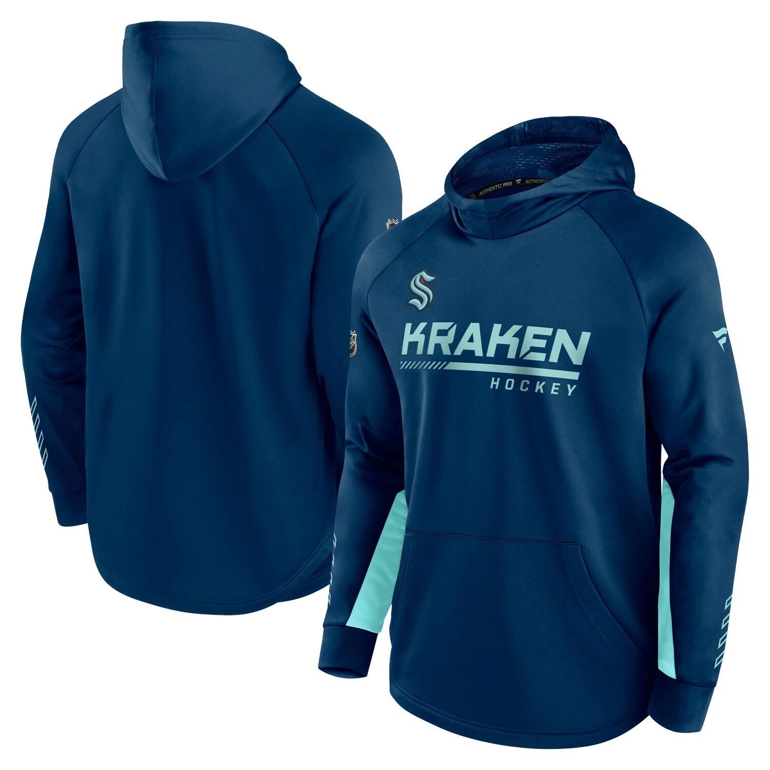 

Мужская брендовая толстовка с капюшоном Fanatics Deep Sea Blue Seattle Kraken Authentic Pro Lock Room пуловер реглан