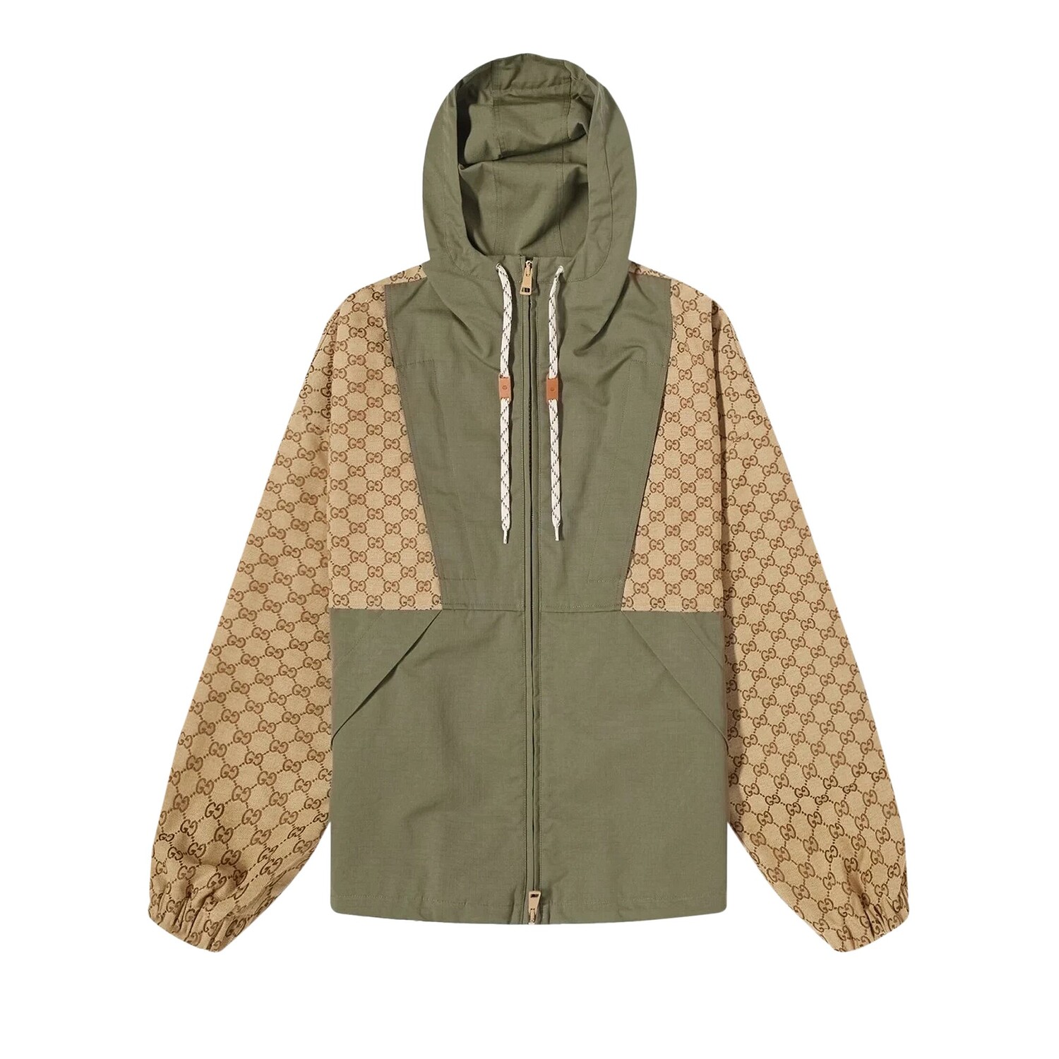

Куртка на молнии из парусины Gucci GG, цвет: Camel/Ebony