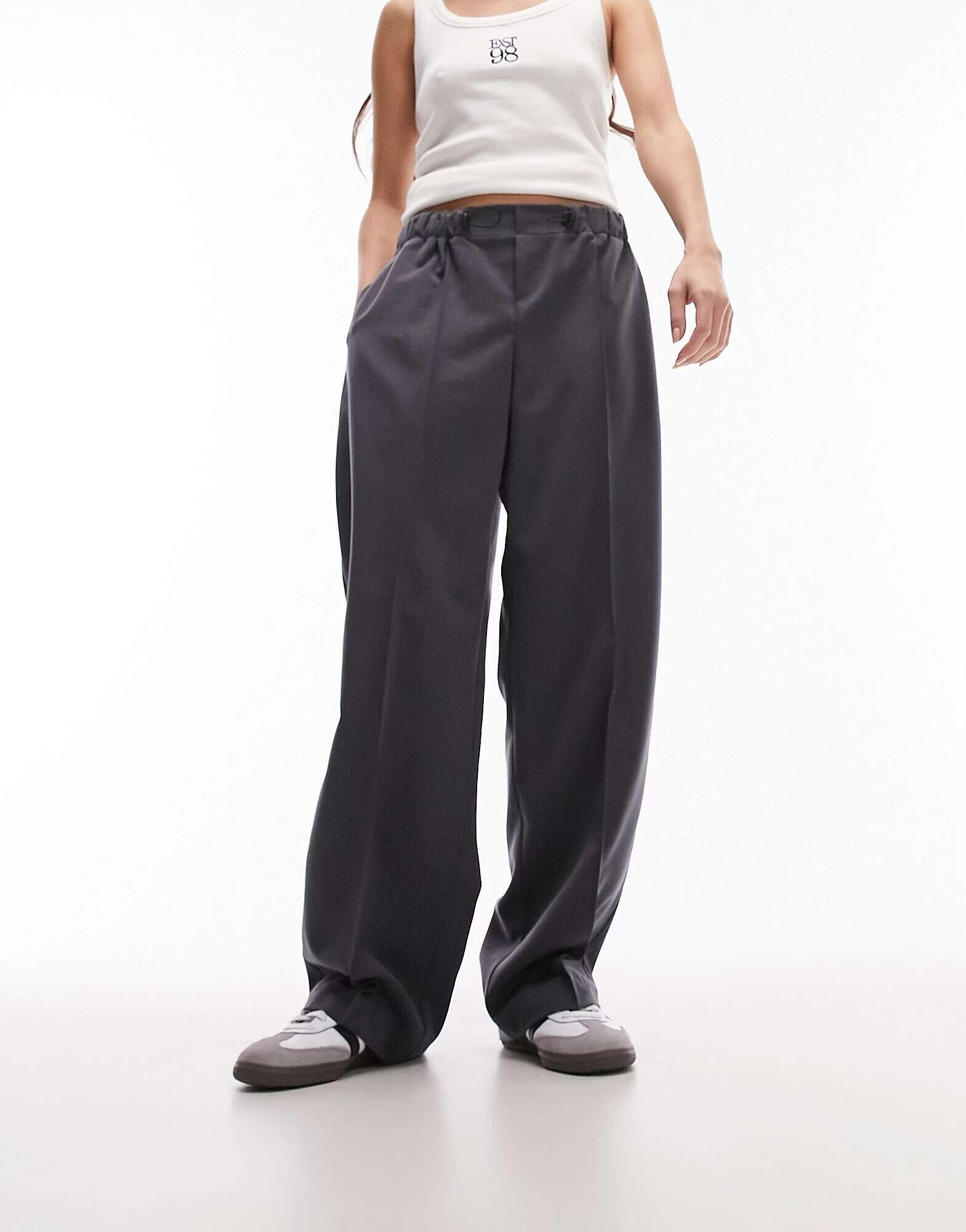 Серые брюки с широкими штанинами и широкими штанинами Topshop