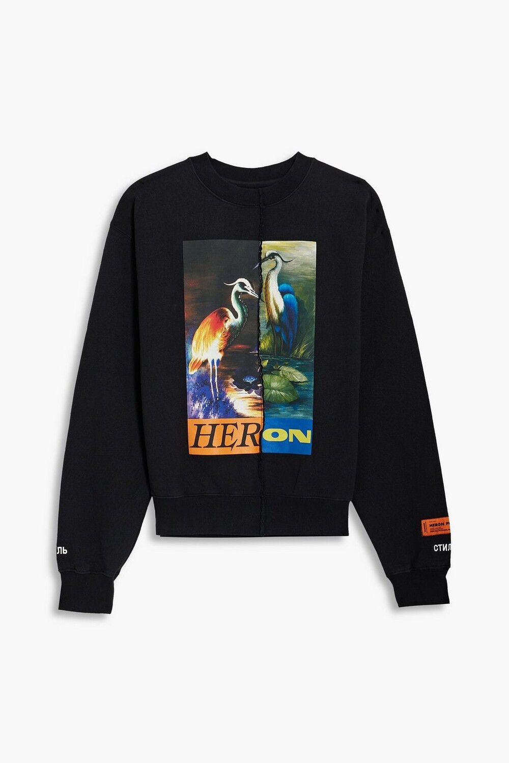 

Толстовка из хлопка и флиса с принтом HERON PRESTON, черный