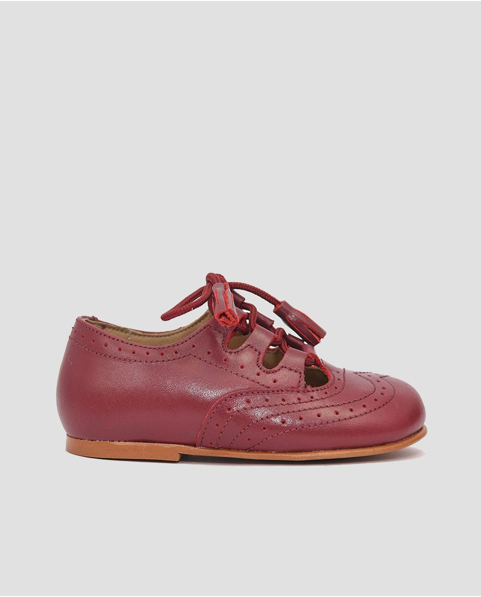 цена Детские туфли на шнуровке из бордовой кожи со шнуровкой Mr. Mac Shoes, бордо