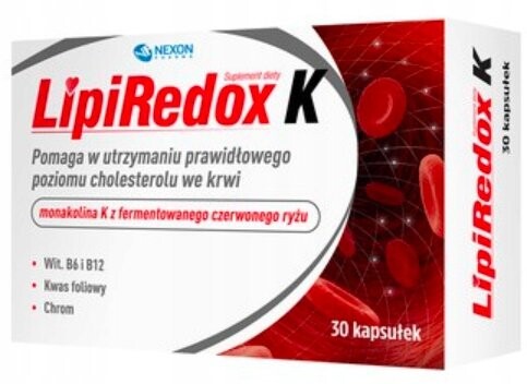

LIPIREDOX K, холестерин, витамин B, 30 капсул. Inna marka