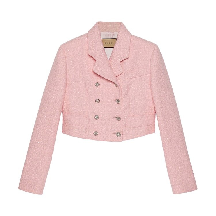 

Куртка Gucci Cropped tweed jacket with sequins, цвет Classic Pink