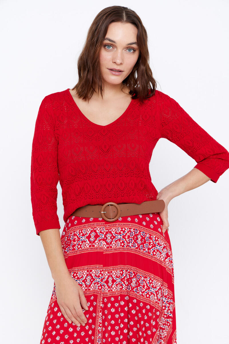 Хлопковый свитер до н. э. Cortefiel, красный