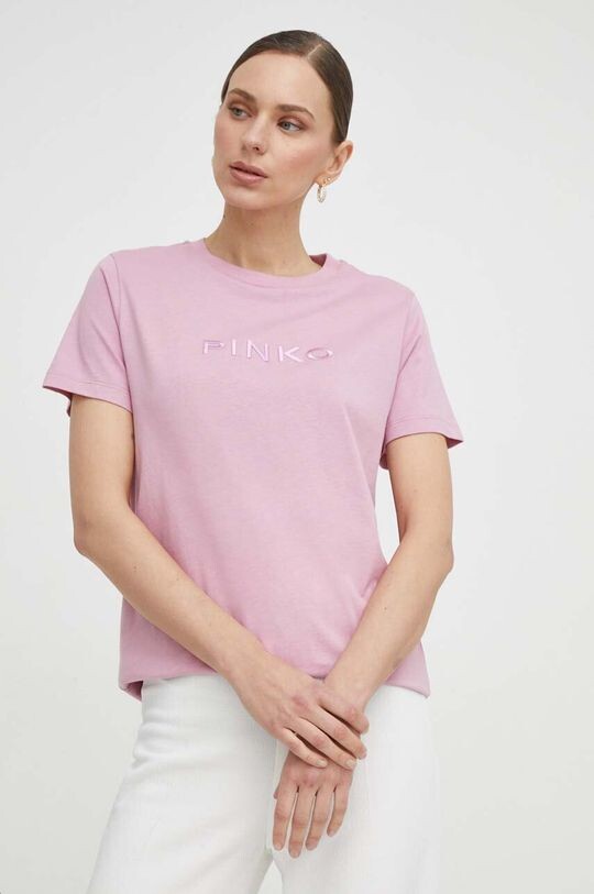 

Хлопковая футболка Pinko, розовый