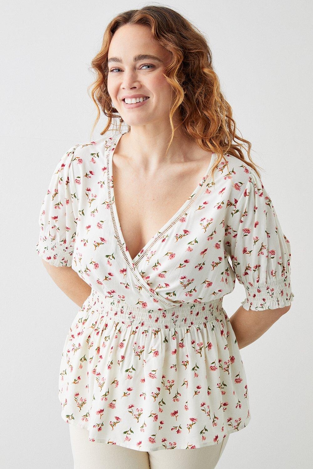 

Розовая блузка с запахом спереди Curve Dorothy Perkins, розовый