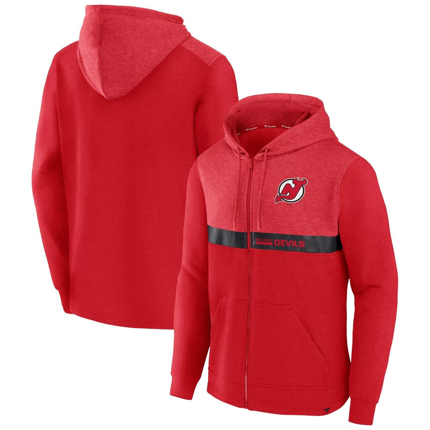 

Мужская красная толстовка с молнией во всю длину с логотипом Fanatics New Jersey Devils Iconic Ultimate Champion