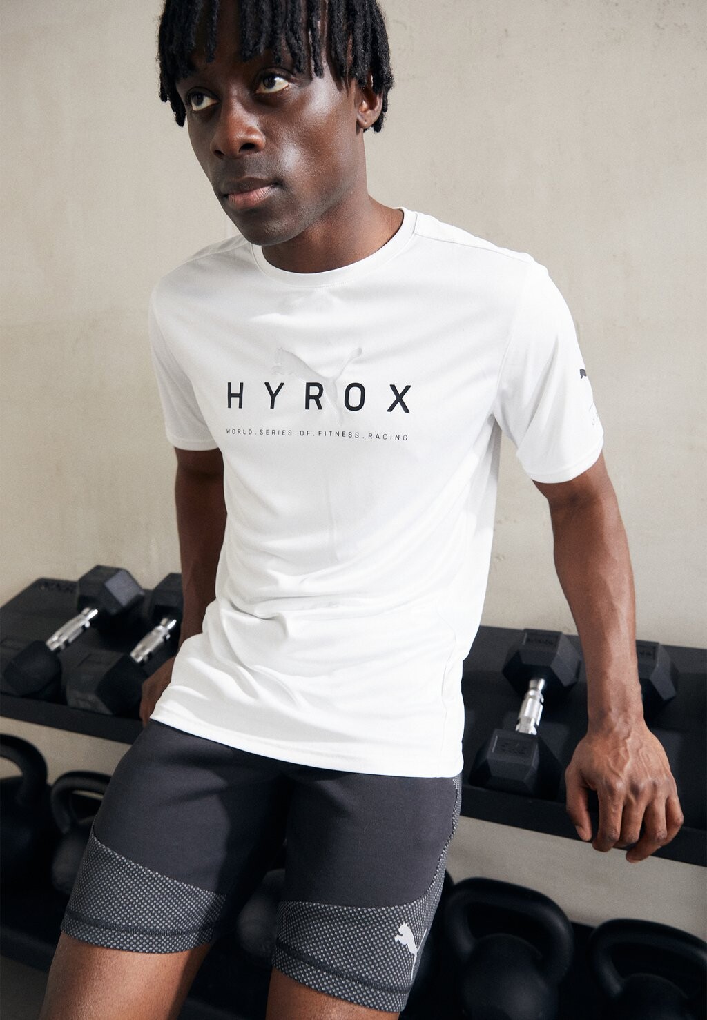 

Футболка с принтом Hyrox Logo Tee Puma, белый