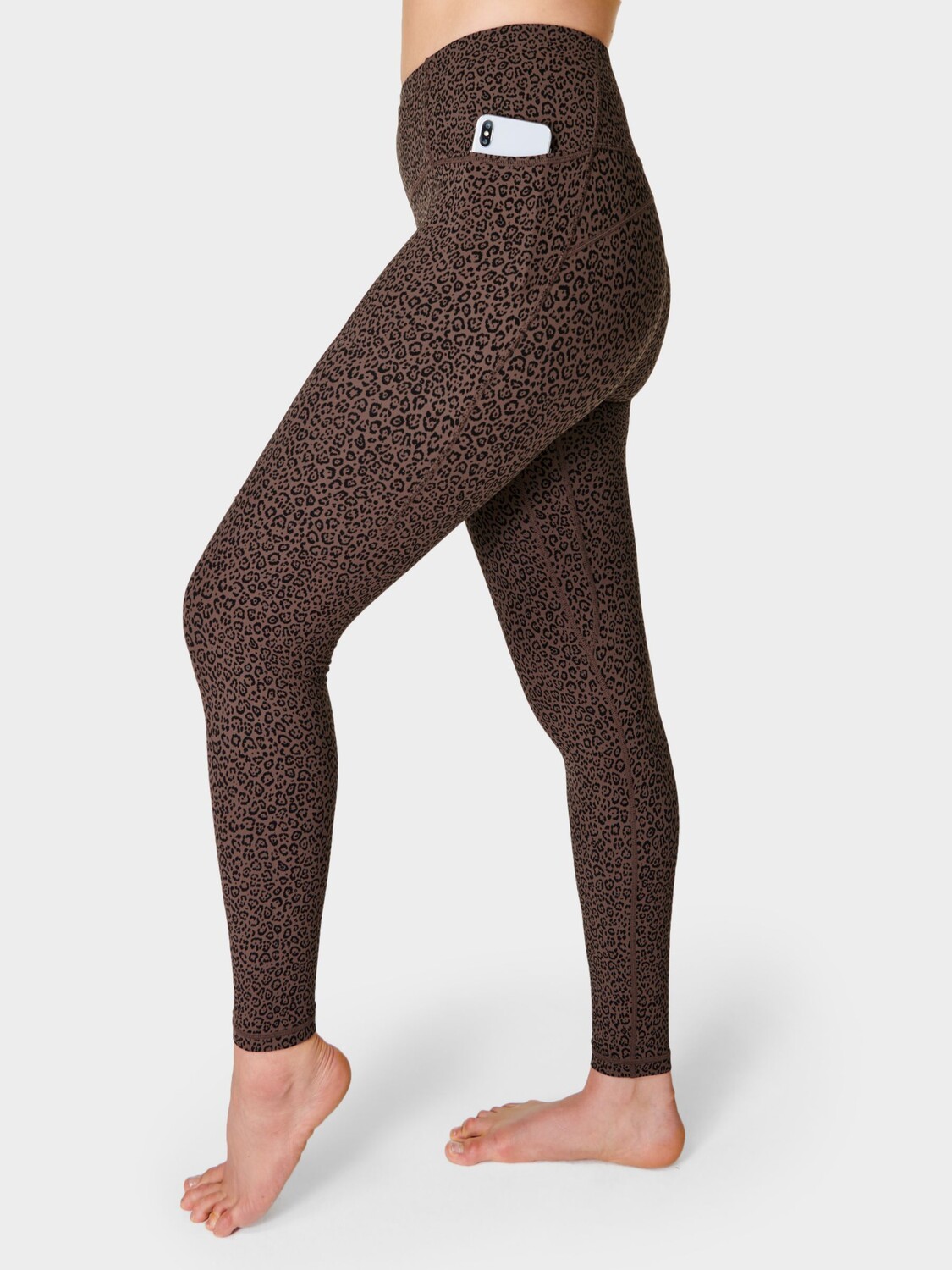 

Супермягкие леггинсы для йоги 7/8 Sweaty Betty, коричневый леопард