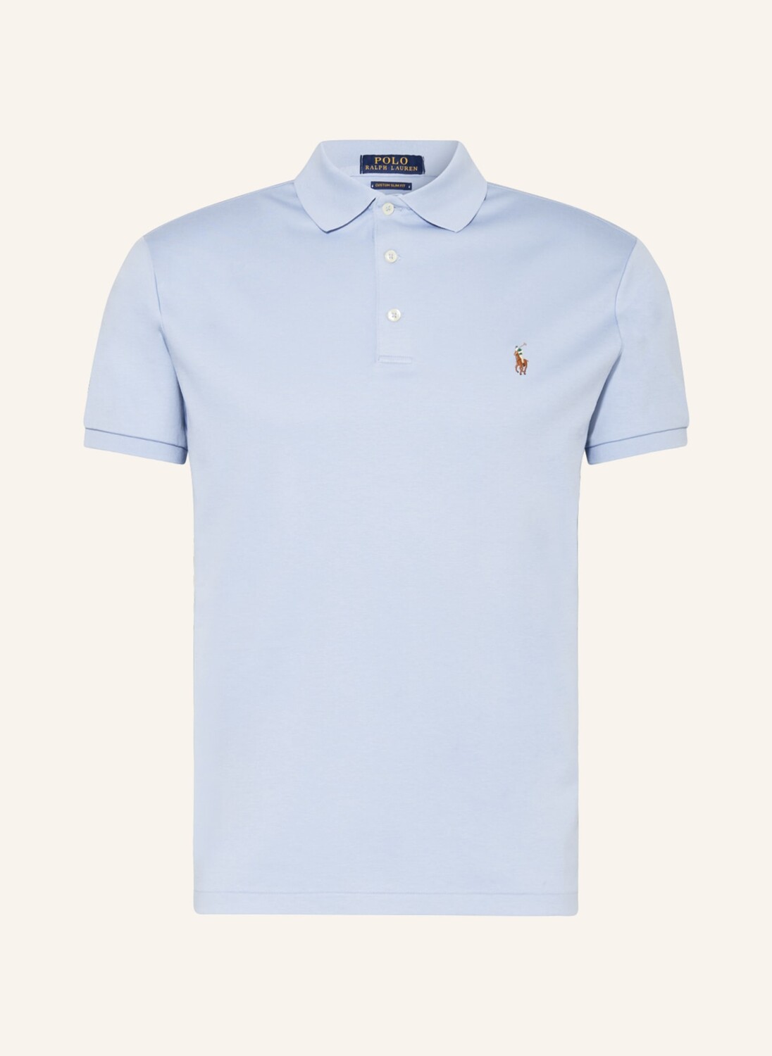 

Рубашка поло POLO RALPH LAUREN Jersey Custom Slim Fit, светло-синий