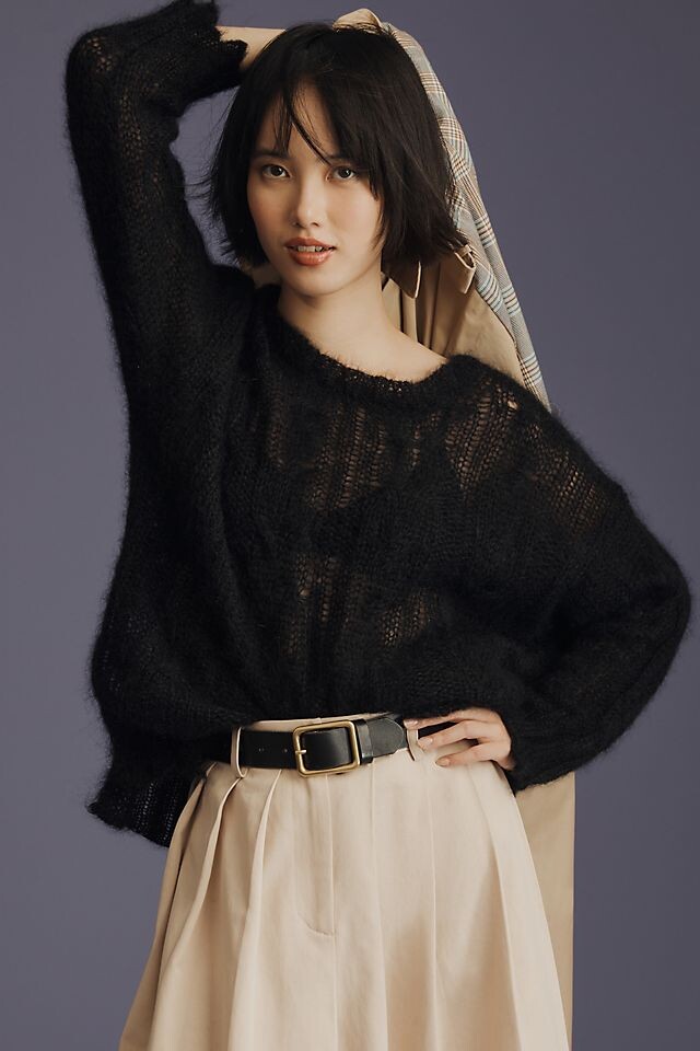 

Свитер Posey Stitchy Anthropologie рваный, черный