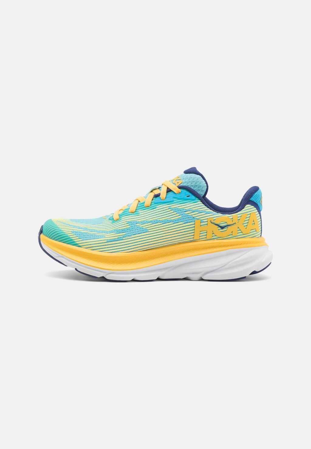 

кроссовки нейтрального цвета Clifton 9 Youth Unisex HOKA, цвет swim day/lettuce