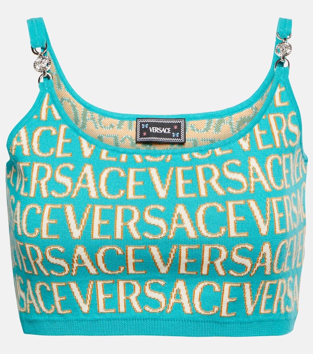 

Укороченный трикотажный топ Versace Allover VERSACE, синий