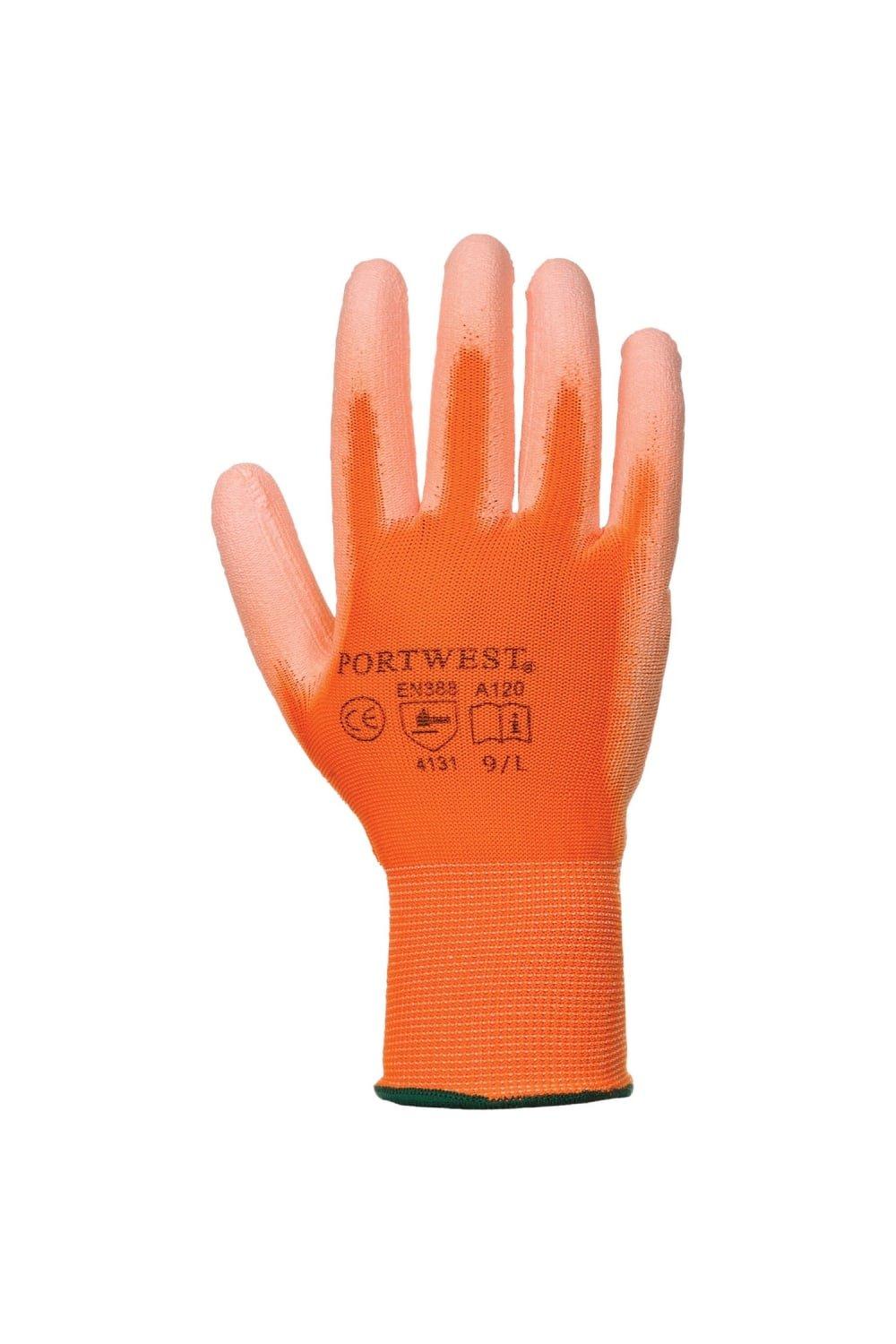 Перчатки с полиуретановым покрытием ладони (A120) Спецодежда Portwest, оранжевый большие черные перчатки 13 го калибра трикотажные с полиэфирным покрытием ладони и пальцы с открытой спиной loops черный