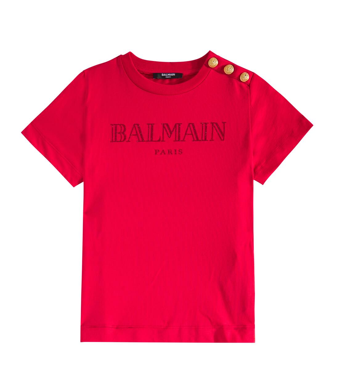 

Футболка из хлопкового джерси с логотипом Balmain Kids, цвет rosso/rosso