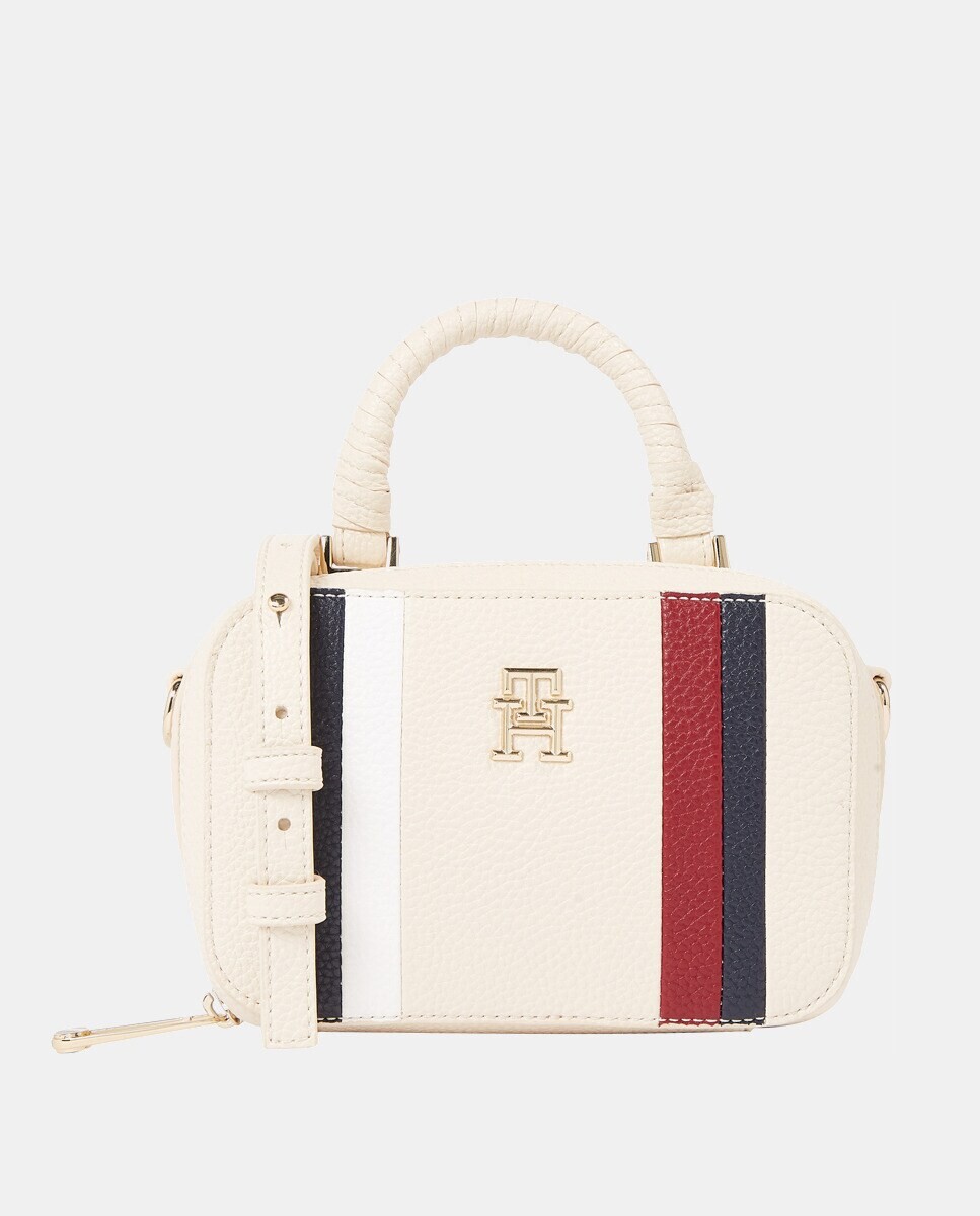 

Мини-сумочка цвета экрю с фирменными полосками Tommy Hilfiger