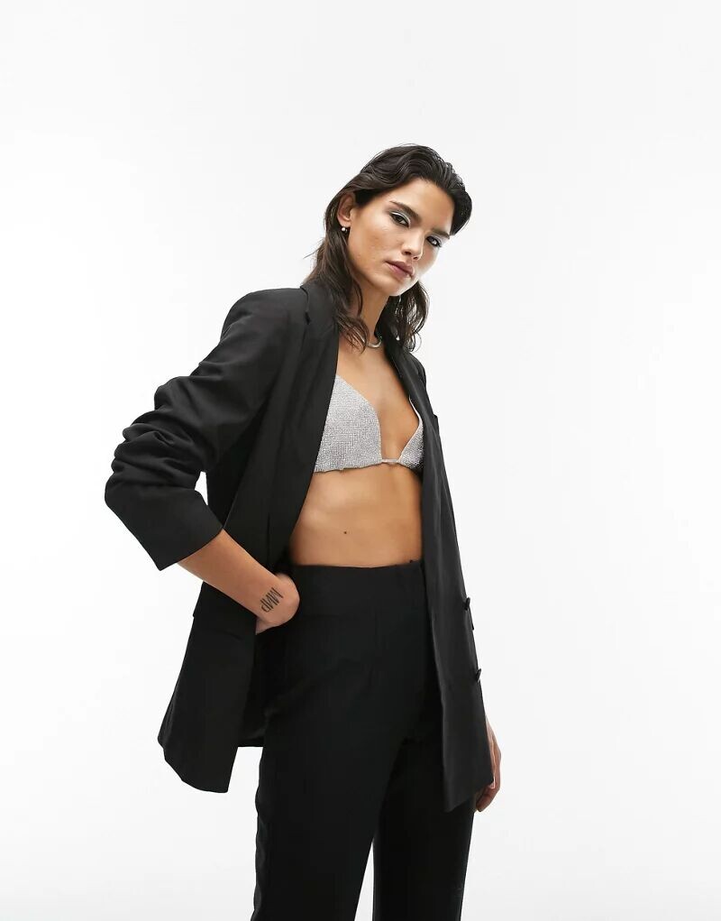 

Серебристый бюстгальтер с треугольными чашками Topshop