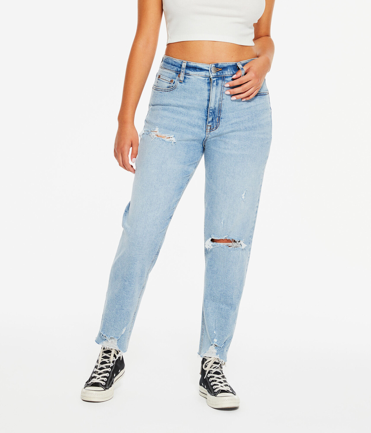 

Эластичные джинсы Mom с высокой посадкой и пышными формами Aeropostale, синий