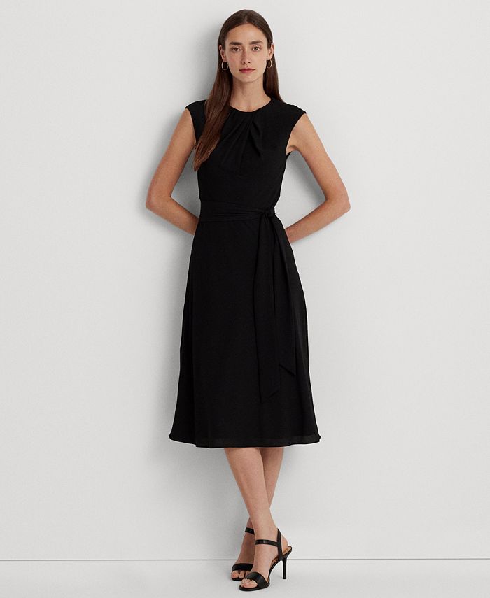 Женское платье из крепа с короткими рукавами Lauren Ralph Lauren, черный маленькая рубашка из крепа lauren ralph lauren цвет natural turquoise