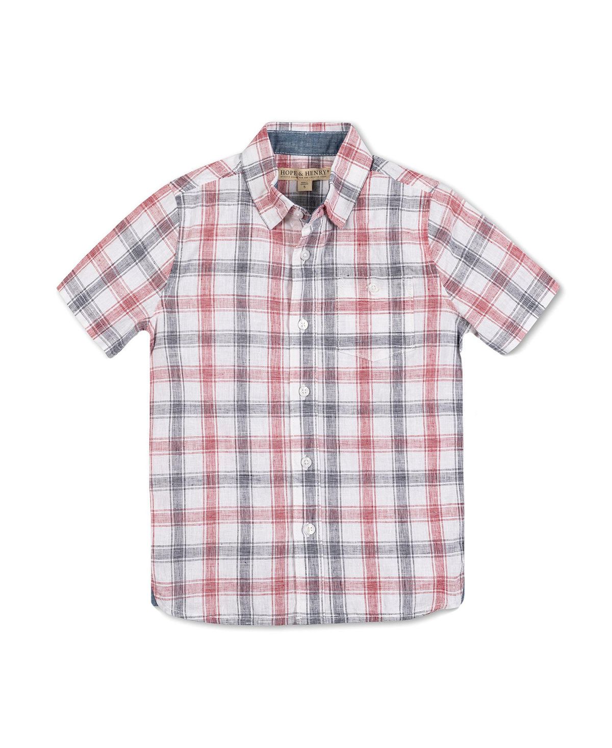 Льняная рубашка с короткими рукавами и боковой шлицевой для мальчика, детская Hope & Henry offspring – americana lp