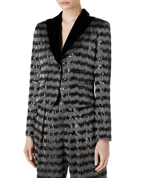 

Блейзер с пиковыми лацканами и пайетками Emporio Armani, цвет Black