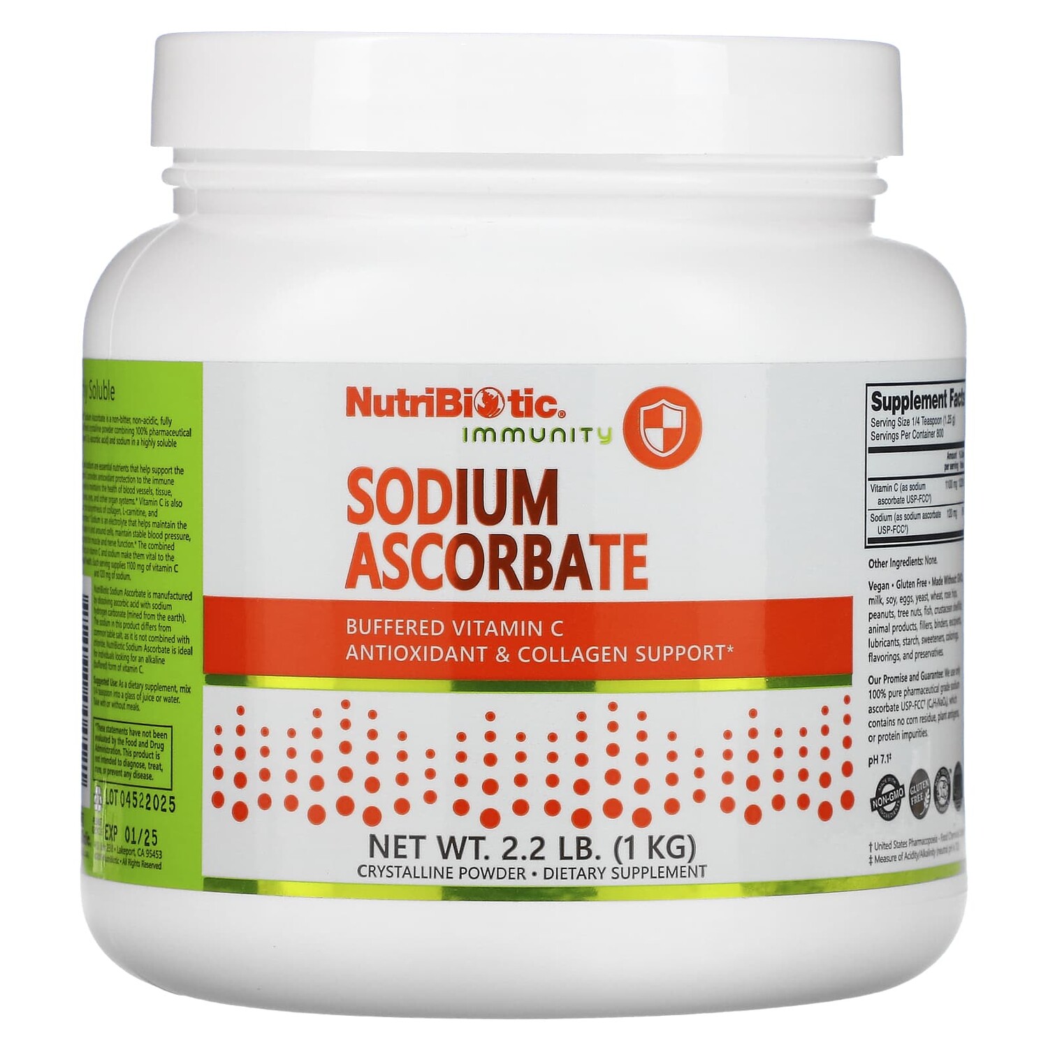 

Immunity, аскорбат натрия, кристаллический порошок, 1 кг (2,2 фунта), NutriBiotic