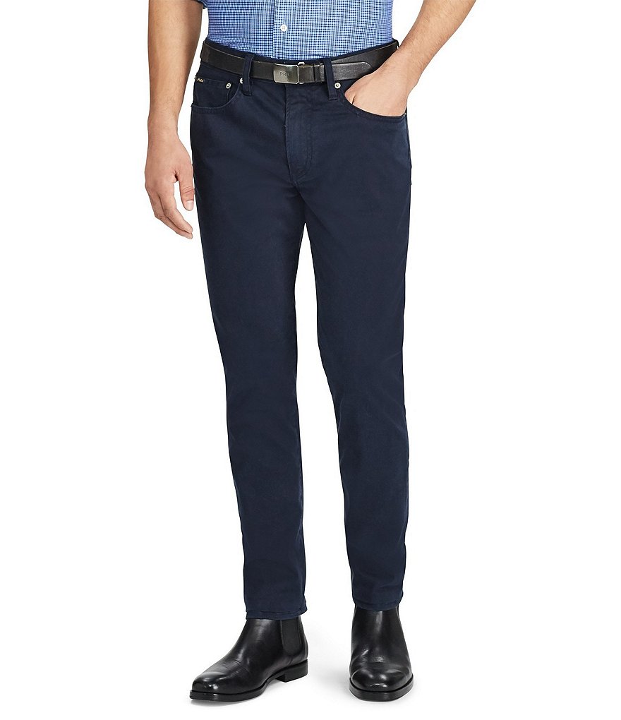 Атласные эластичные брюки узкого кроя Polo Ralph Lauren Varick, синий