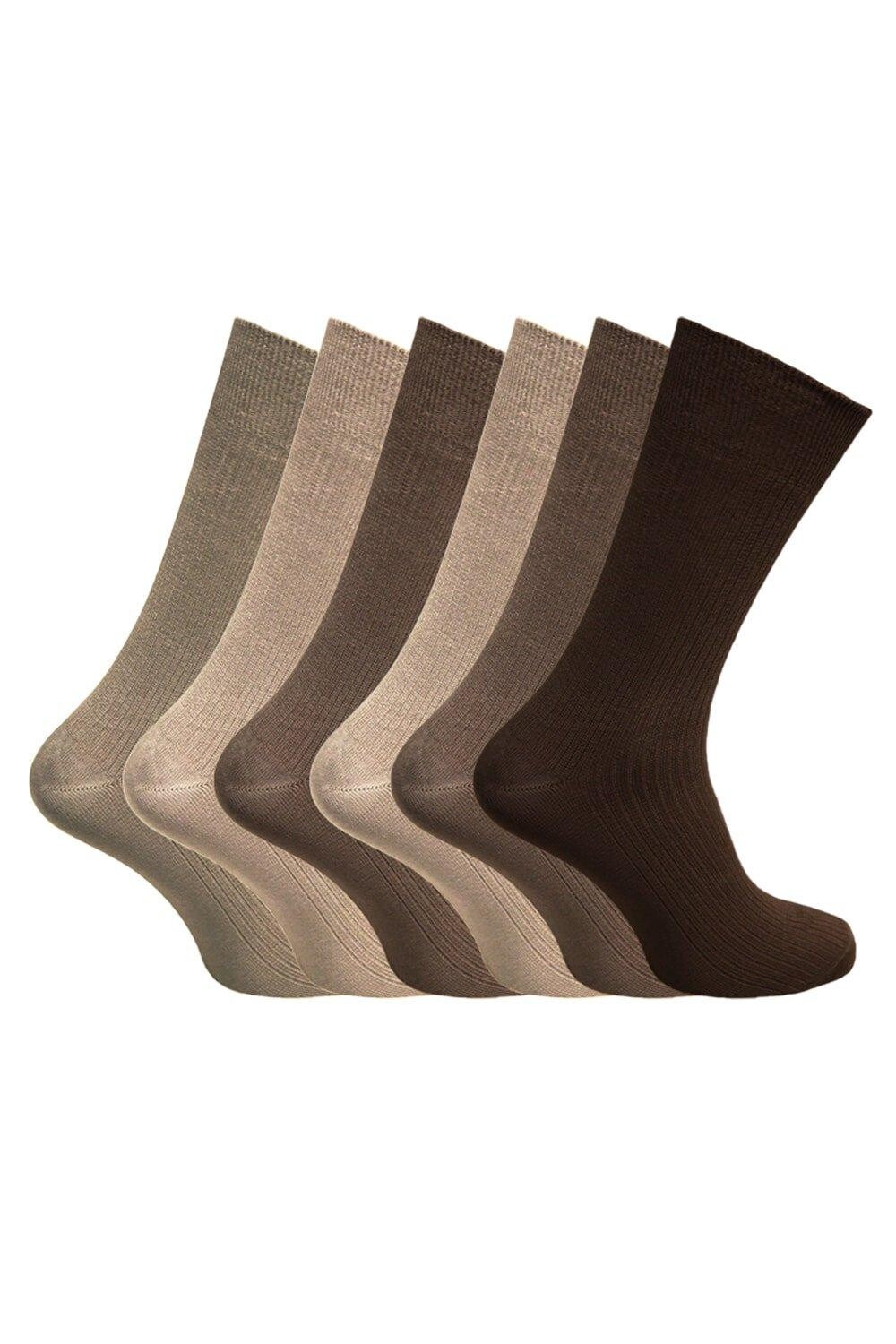 

Бамбуковые супермягкие дышащие носки в рубчик (6 пар) Universal Textiles, коричневый