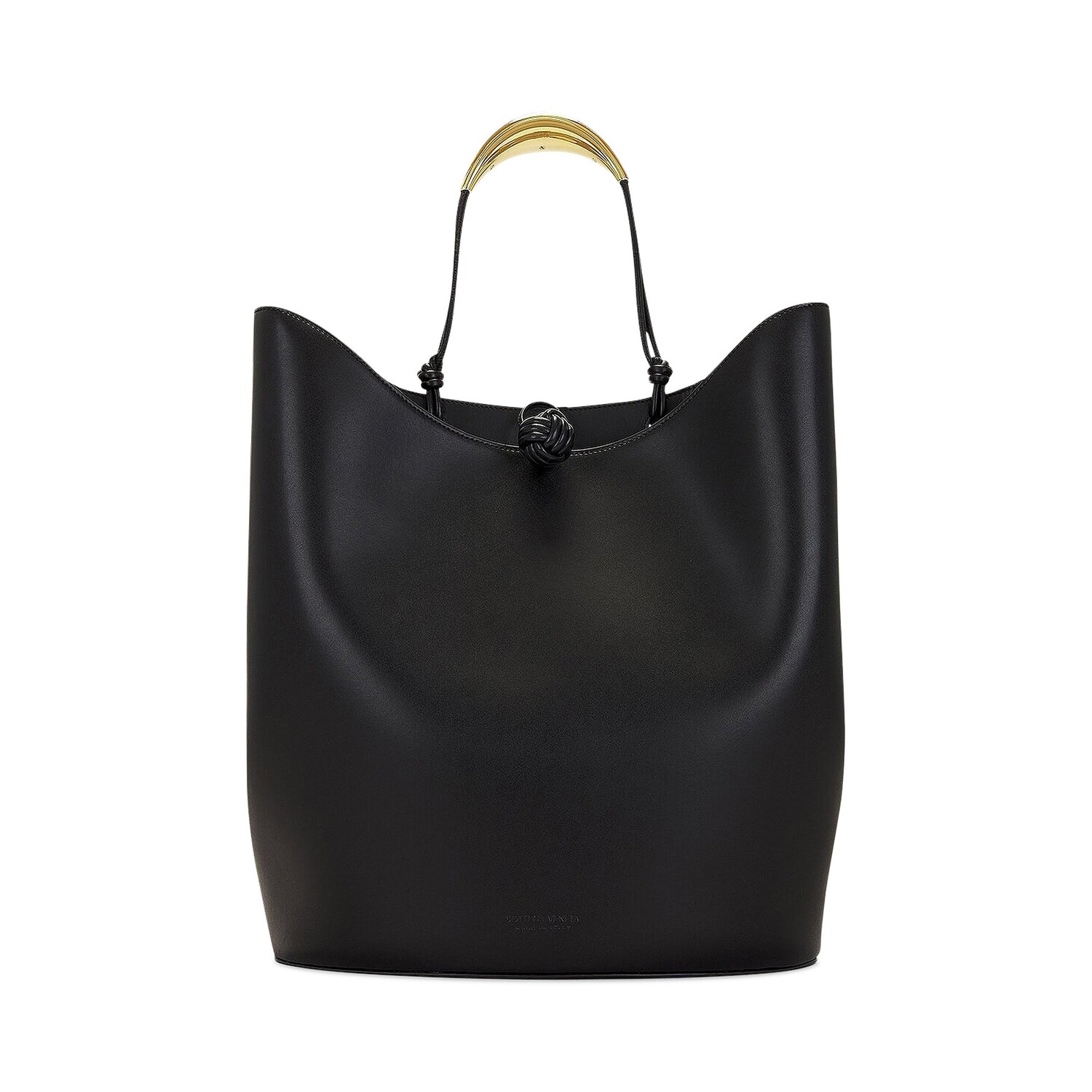 

Кожаная большая сумка Bottega Veneta, цвет Черный/Средняя латунь