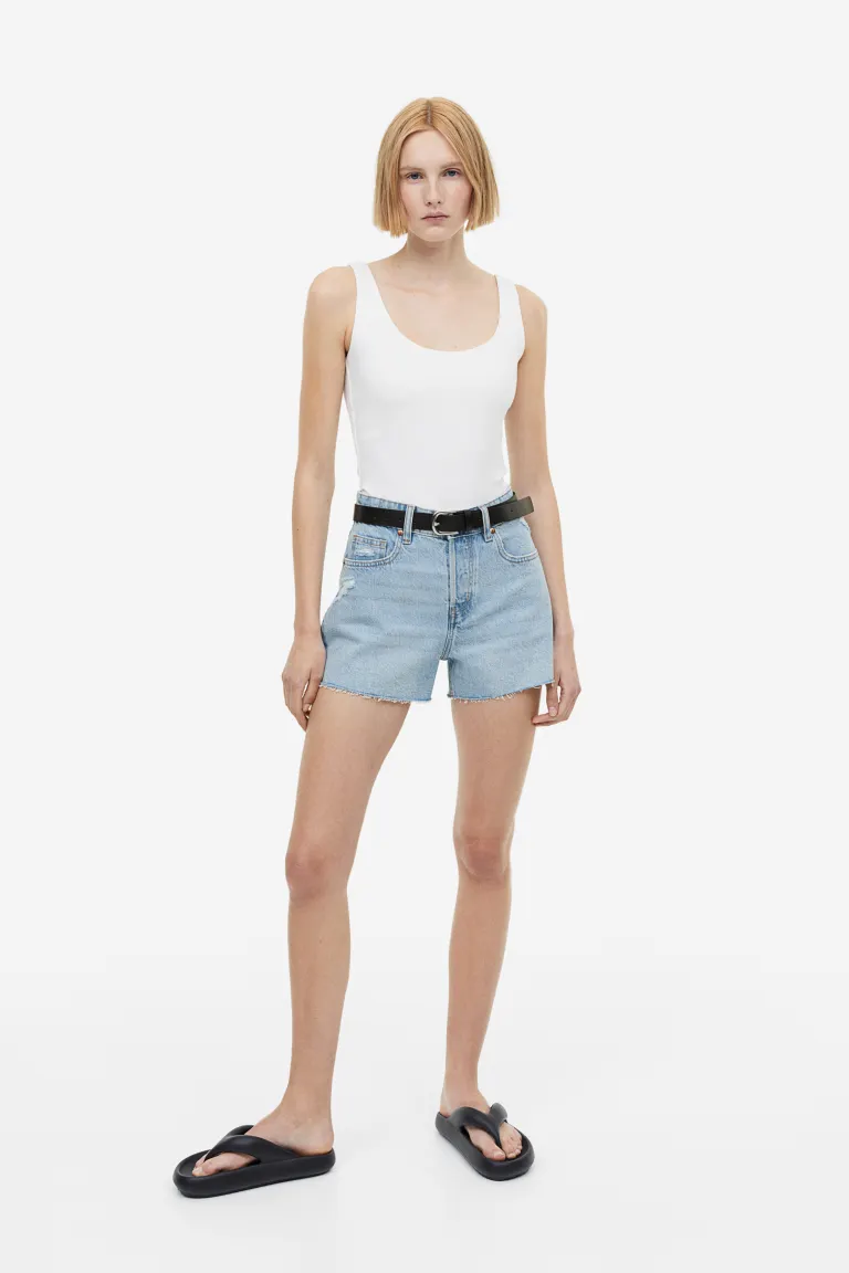 

Высокие джинсовые шорты H&M, синий