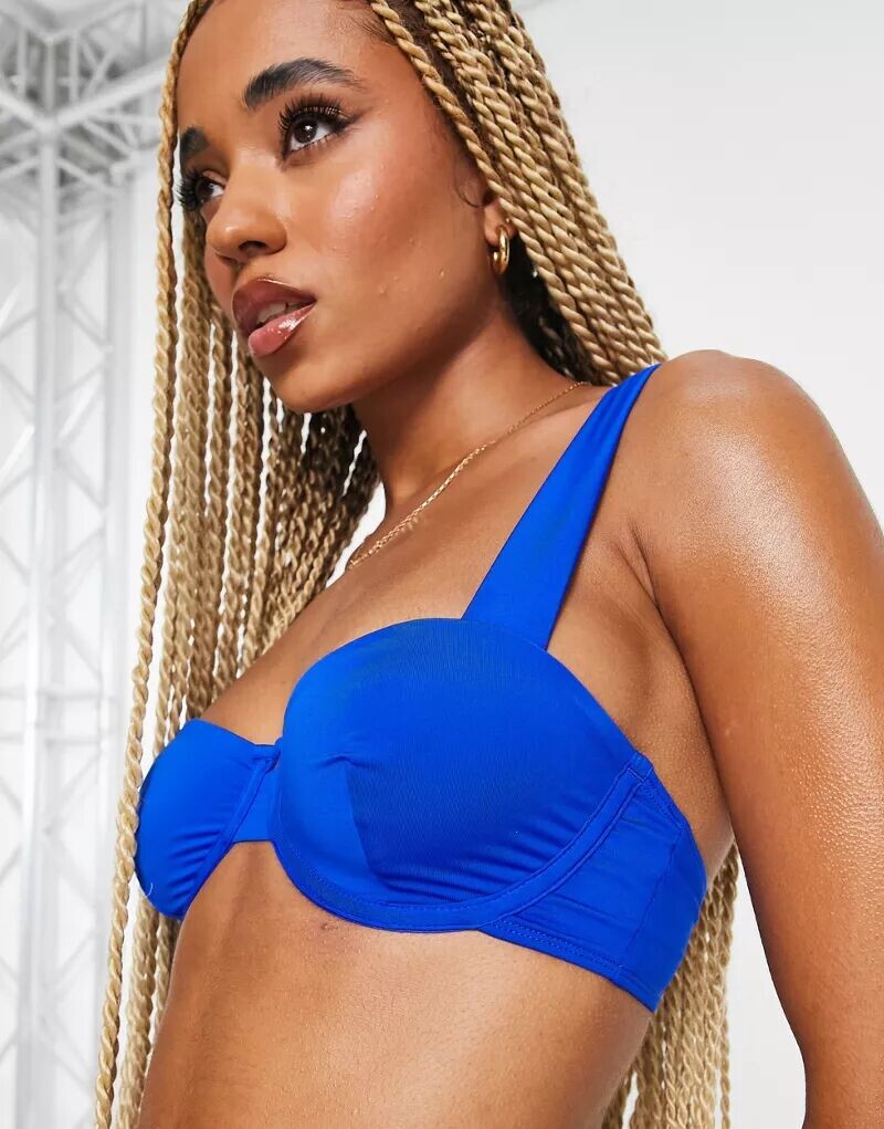 

Кобальтовый топ бикини на косточках ASOS