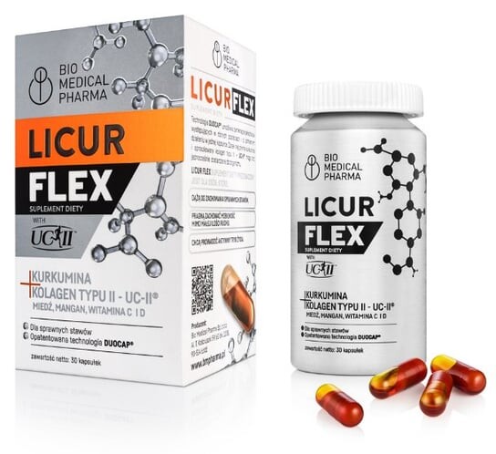 

Bio Medical Pharma, Licur Flex, куркумин + коллаген, 30 капсул