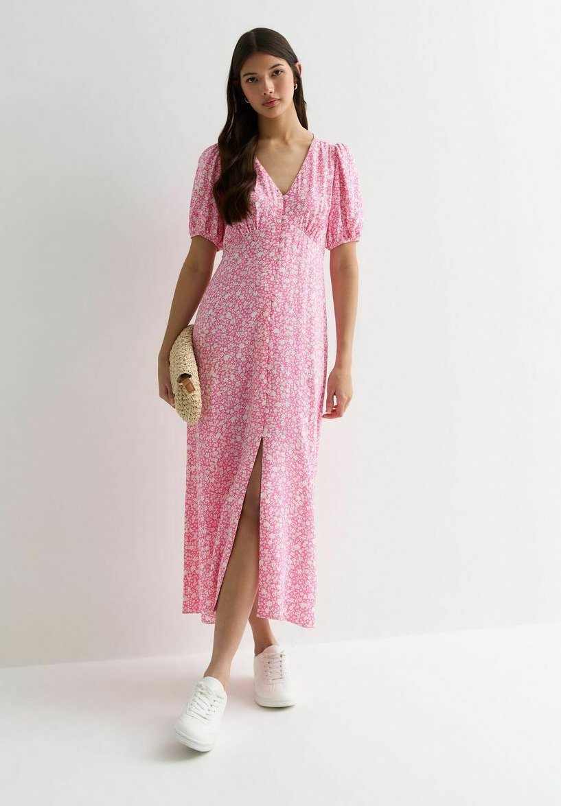 цена Дневное платье FLORAL V-NECK MIDI New Look, цвет pink pattern