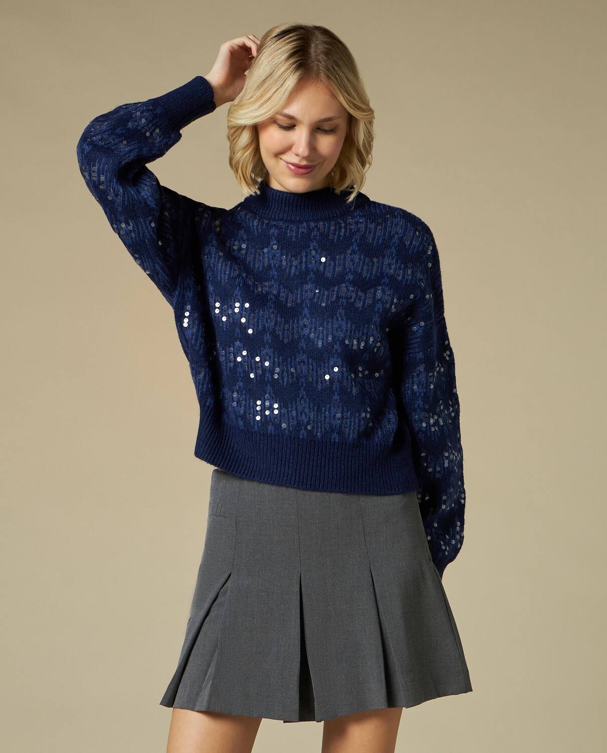 

Трико из смесовой шерсти с пайетками для женщин NICE&CHIC, черный