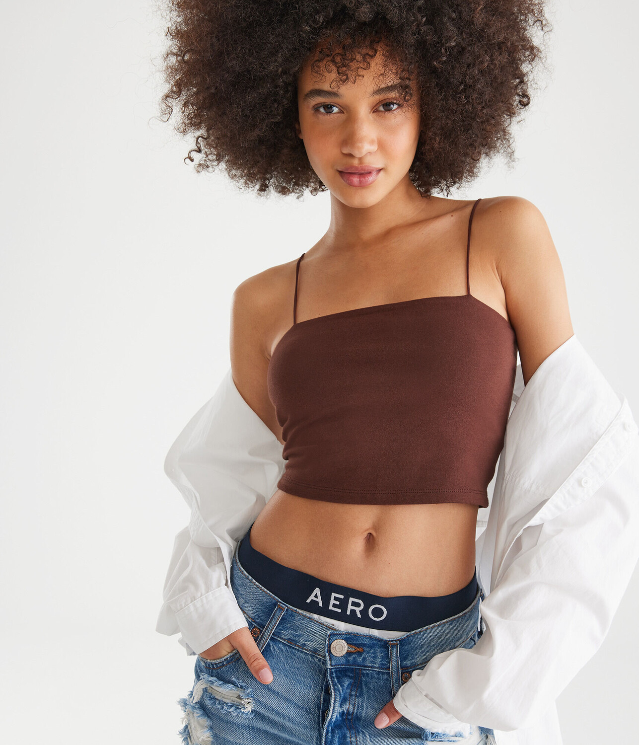 

Очень мягкая укороченная банджи-майка Aeropostale, коричневый