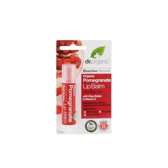 

Бальзам для губ Bálsamo Labial con Granada Orgánica Dr Organic, Transparente